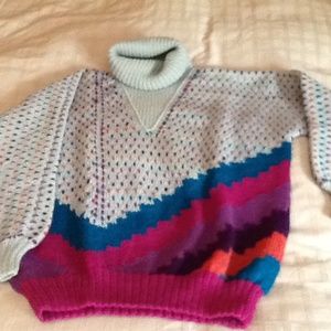 Alpaca turtleneck hand-knitted sweater sz M Peru